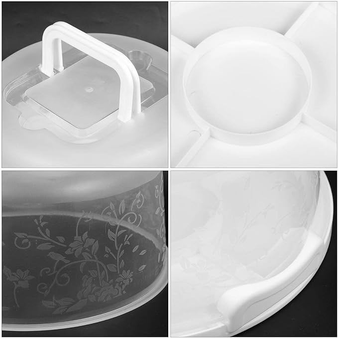 Hemoton Reusable Cake Box 9.84X8.26X5.11 Inch Portable Cake Carrier with Lid and Handle for Bread Storage and Transport