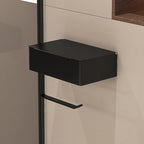 Generic Wall Mount Toilet Paper Holder with Storage Box, Black Metal, Modern Style, 8.07x4.92x2.56 Inch Bathroom Organizer