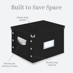 Snap-N-Store File Storage Box & Organizer - 1 Pack - 16.125 x 13.125 x 9.875 Inch Letter/Legal Size Portable File Box with Lid for Documents - Back To School Supplies for Students - Glossy Black