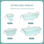Kitchen Desk Drawer Organizers Storage for Office, Small Acrylic Vanity Trays Makeup Organizer for Drawer Bathroom Plastic Make up Organizers 25 Pcs Clear Blue
