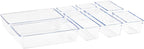 Mind Reader 8-Piece Drawer Organizer Set, Storage Trays for Kitchen, Bathroom, Office, Makeup, Jewelry & More, Junk Drawer Tray, Utensil Holder, Plastic, Clear