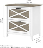 Bush Home Key West 2 Drawer Lateral File Cabinet in Pure White and Shiplap Gray, Document Storage for Home Office, Accent Chest with Drawers