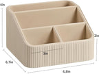 Remote Control Holder with 4 Compartments, PU Leather Small Nightstand Organizer for Home Desk Accessories Office Supplies, Multifunctional Stylish Small Bedside Desktop Organizers (Beige)