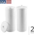 iDesign Freestanding Bathroom Toilet Paper Storage Holder with Lid for 3 Extra Rolls, 2-Pack, White