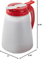 Restaurantware-Chef 101 48 Ounce All Purpose Syrup Dispensers, 10 Honey Dispensers - Red Top, Stainless Steel Slide Cover, Plastic Pancake Syrup Bottle, Perfect For Diners, Restaurants, Home