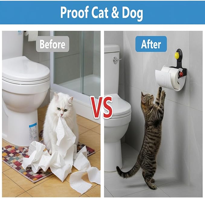 Cat & Dog Proof Toilet Paper Holder,Toilet Paper Protector Cover, Pet-Proof TP Guard Armor, TP Roll Holders,Prevents Pulling and Chewing (White)