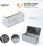 VINGLI 75 Gallon Collapsible Outdoor Storage Box, Simple-to-assemble Plastic Storage Containers with Lid, Patio Deck Box Furniture for Garden, Pool, Balcony, Yard (Black)