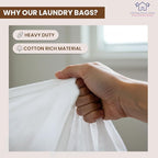 LFH Home Cotton Canvas Large Laundry Bag with Handle, Heavy Duty Drawstring Closure Washable Laundry Bags, School Travel, Home, Hotel, College Dorm, Organizer Sack, Toy Clothes 20x30 (Pack of 2)-White