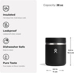 Hydro Flask Food Jar – Insulated Stainless Steel, Snack Travel Container for Hot Food & Soup 28 Oz Beachplum Purple
