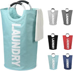 DOKEHOM 125L X-Large Collapsible Washing Laundry Basket Bag (7 Colors) for Bedroom, Fabric (Light Blue, XL)