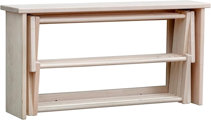 Pennsylvania Woodworks Extra Large Wall Clothes Drying Rack ~ Heavy Duty Solid Maple Hardwood, Folding, Collapses to 35" x 20" x 8", Hand Built in USA, Unfinished