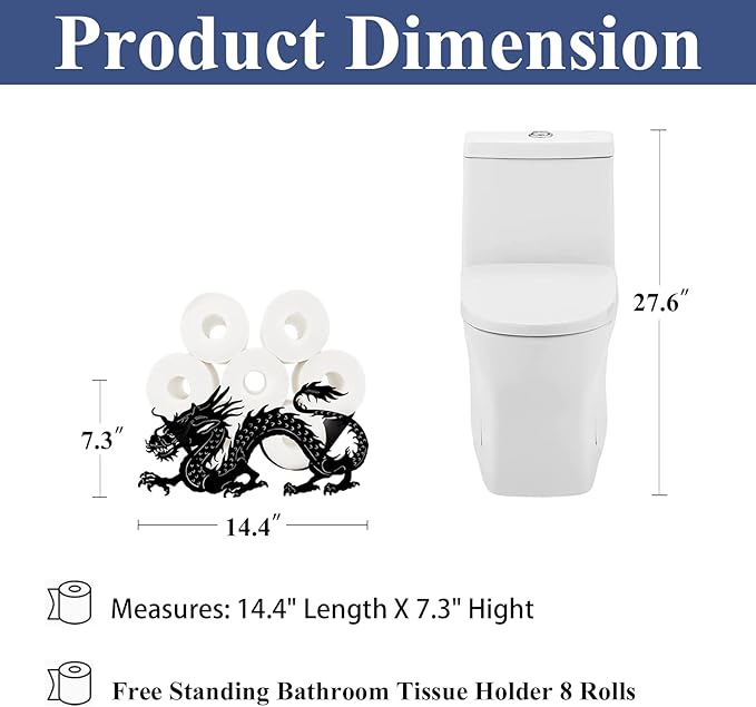 Funny Dragon Toilet Tissue Holder,Animal Paper Holders,Decorative Metal Papers Holder,Funny Toilet Animal Storage for Bathrooms,Bathroom Paper Organizer for Extra 8 Rolls Free Standing Art Decor