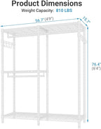 VIPEK V4C Garment Rack with Cover, Heavy Duty Portable Closet Adjustable Metal Clothing Rack for Hanging Clothes with Hanging Rods & Side Hooks, Max Load 810lbs, White Rack with Black Cover
