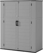 Aoxun 61 Cu.Ft Outdoor Storage Shed, Widened Outdoor Storage Cabinet Waterproof Vertical Resin Shed with Floor for Patio, Garden Tools, Pool Equipment, Easy to Assemble (Dark Grey)