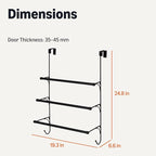 Amazon Basics Over-the-Door Towel Rack with Hooks, 19.3W x 6.6D x 24.8H inch, Black