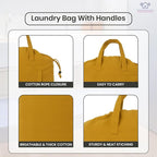 LFH Home Large Premium Cotton Canvas Laundry Bag with Drawstring and Handles Heavy Duty, Multi-Use, and Washable for Home, Travel, College or Storage 20x30 (Pack of 4)-Yellow