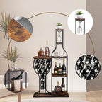 5-Tier Wine Rack Freestanding Floor, 11 Bottles Modern Wooden Wine Holder-Storage Cabinet for Home Bar, Kitchen, Dining Room Space Saving Bar Stand with Easy Assembly.(Brown)