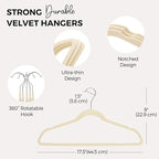 HOUSE DAY Premium Velvet Hangers 50 Pack, Non-Slip Flocked Felt Hangers, Sturdy Clothes Hangers with 360° Rotatable Hook, Heavy Duty Coat Hanger, Durable Slim Beige Hanger for Closet Space Saving