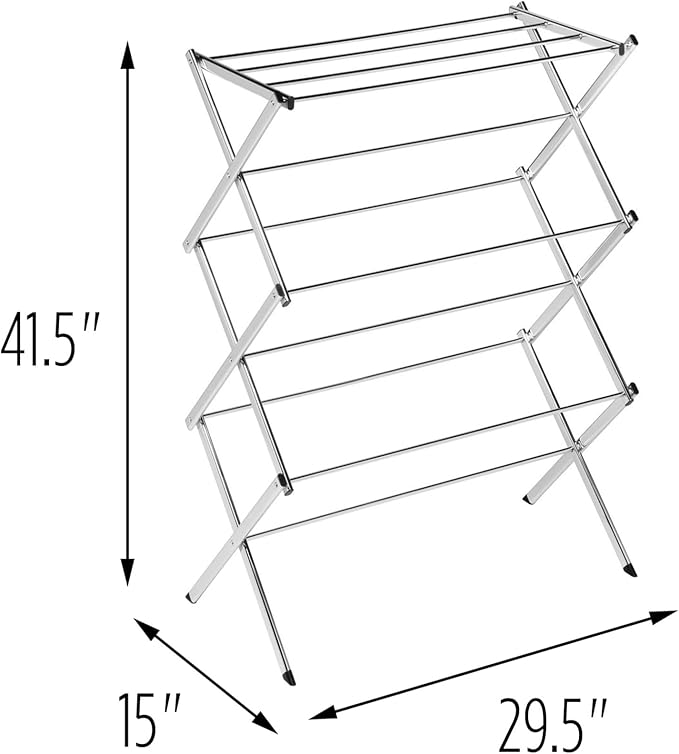 Honey-Can-Do Commercial Accordion Wood Drying Rack, Chrome, for Storage