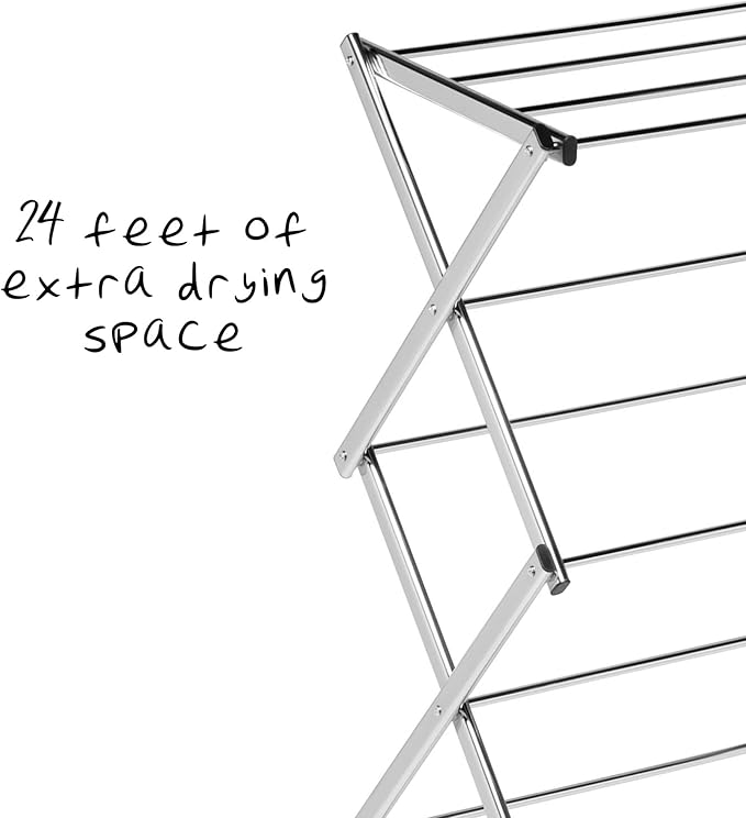 Honey-Can-Do Commercial Accordion Wood Drying Rack, Chrome, for Storage