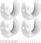 4 Packs Stainless Steel Closet Rod End Supports 1-1/3 Inch Wardrobe Bracket Heavy Duty Closet Pole Sockets Flange Rod Holder, U-Shaped with Screws, White