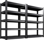 5-Tier Garage Shelving Heavy Duty, 2500LBS Garage Shelves, Adjustable Metal Shelving Unit, Garage Storage Shelves, Utility Rack Shelf, Shelves for Garage Storage, 72" H×35.4" W×16" D, 2 Pack