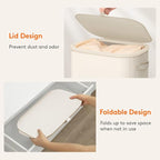 Lifewit 65L Slim Laundry Basket with Lid, Narrow Large Laundry Hamper with Plastic Handles and Removable Bag, Tall Foldable Dirty Clothes Hampers for Laundry Room, Bedroom, Bathroom, Dorm, White