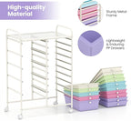 RELAX4LIFE 15 Drawer Rolling Storage Cart, Classroom Organization for School Teacher Office, Mobile Craft Art Supply Organizer, Utility Carts on Wheels for Paper Tools Scrapbook (Ice Cream Multicolor)