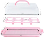 Cake Carrier with Lid, Cake Holder Cupcake Container for 12 Cupcakes 2 in 1 Portable Dessert Container for Pie Muffin Cobbler (Pink)