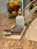 Happitasa Silicone Kitchen Sink Organizer Tray, Sponge Holder and Countertop Protector | Bathroom and Kitchen Soap Dish and Dispenser Tray (Sand Dollar, 10"x5.25")