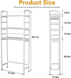 3-Tier Over The Toilet Storage Rack, Freestanding Bathroom Organizer Metal Frame Toilet for Small Spaces, Bathroom, Balcony, Laundry (White)