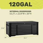 YITAHOME 150 Gallon Large Outdoor Storage Deck Box, Waterproof Cushion Storage Bench with Lockable Lid for Patio, Pool Supplies, Garden Tools, Resin, Black