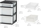IRIS USA Plastic Drawer Storage Organizer Rolling Cart, 3-Drawers, for Classroom Art Craft Supplies Dresser Closet Bathroom Laundry Room, Black/Pearl