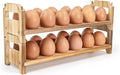 Yuoyar Wooden Fresh Egg Holder Countertop - Stackable egg storage for Gathering Fresh Eggs - 24-Hole Egg Rack for Counter