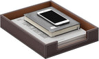 Leather Letter Tray, Thipoten Elegant Desk Organizer for Office Supplies, Mail, Paper, File, Magazine, Perfect Office Organization for Desktop(Brown)