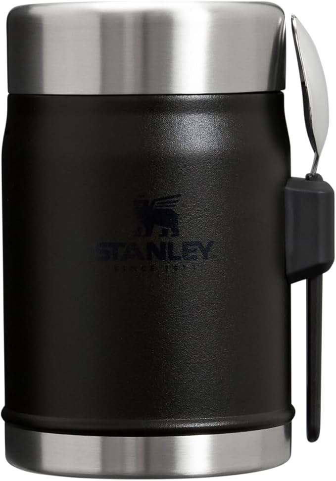 STANLEY Classic Food Jar and Spork | Vacuum Insulated Food Container | Wide Mouth Screw On Lid | Packable for Travel | Stainless Steel with Leakproof Lid | BPA-Free