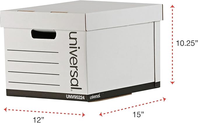 Universal 9522101 Medium-Duty Easy Assembly Legal File Storage Box - White (12/Carton)