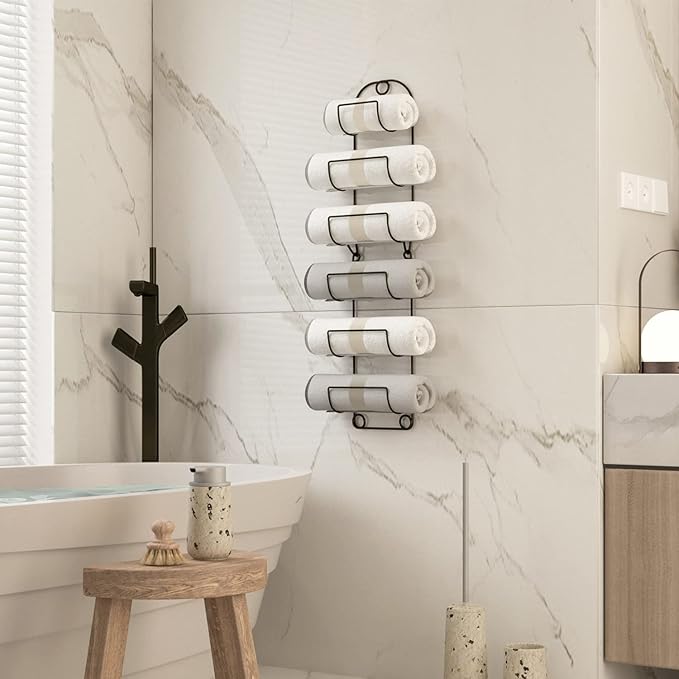 Towel Racks for Bathroom Wall Mounted Metal Wine Rack Towel Shelf Towel Holder for Bath Bronze
