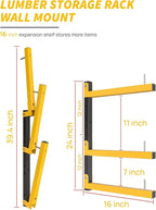 Lumber Rack Wall Mount Storage Racks Folding Wood Organizer Heavy Duty Shelf Brackets With 9-Level 1080 Lbs Capacity Yellow Metal Utility Racks Garage Wall Shelving for Indoor and Outdoor Use (6 Pack)