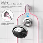 Hanging Shower Caddy Over Shower Head, Anti-Swing Shower Organizer For Inside Shower With 2 Soap Holders, Multi Hooks, Rustproof Bathroom Accessories, Pink