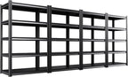 Set of 4 71"H Garage Shelving-2050LBS 5 Tier Storage Shelves,Adjustable Heavy Duty Metal Shelving Unit and Storage Large Rack,Utility Steel Shelf For Shop Warehouse Industrial Pantry 71"x35"x16"