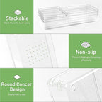 6 PCS Large Size Clear Plastic Drawer Organizer Tray, 12'' Acrylic Vanity Bathroom Drawer Organizers Trays, Desk Drawer Organizer Bins for Cosmetic, Makeup, Kitchen, Office Drawer Divider Organization