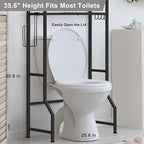 smusei Over The Toilet Storage Shelf, 3 Tier Bathroom Organizer Over The Toilet with Hooks and Toilet Paper Holder Freestanding Wooden Above Toilet Storage Cabinet Rack, Rustic Brown