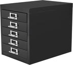 Office Storage Cabinet - File Cabinet Mini 5 Tier Metal File Organizer Document Organizer, for Home, Office, Desk (Black)
