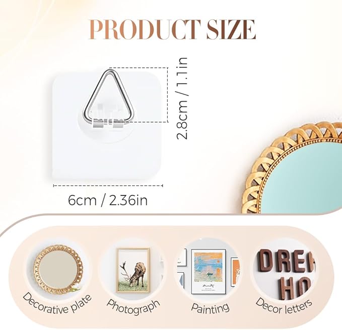 Invisible Adhesive Plate Hangers, 2025 New Plate Hangers for The Wall, Wall Plate Hangers for Display, Picture Hanging Vertical Hooks for Decorative Plates, Photo Frames, Paintings and Art (20PCS)