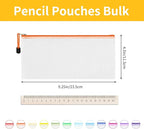 EOOUT Mesh Zipper Pouch 24pcs 9.5x4.5 Inches Small Organizing Bags in 12 Colors for Travel Storage and Office Supplies Storage