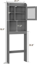 ZENY Over The Toilet Storage Cabinet, Bathroom Organizer with Adjustable Shelf and Double Doors, Freestanding Bathroom Space Saver Toilet Rack (Gray)