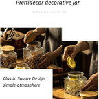 Glass Storage Jars, 38 FL OZ Airtight Canisters with Bamboo Lid, Decorative Kitchen Containers for Cereal, Nuts, Snacks, Candy, Cookies, Coffee, Tea