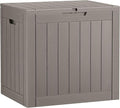 31 Gallon Outdoor Storage Box, Resin Deck Boxes Outdoor Waterproof For Patio Furniture, Garden Tools, Pool Supplies, Lockable And UV Resistant (Striped Gray)