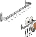 Hanging Wall Mount knife Wall Mount, Kitchen Organizer Storage Shelf for Utensils Spatula Spoon, Space-Saving Knife Rack with Hooks,Wall-Mounted Utensil Holder (Grey, 60CM+Single Pole+10Hooks)